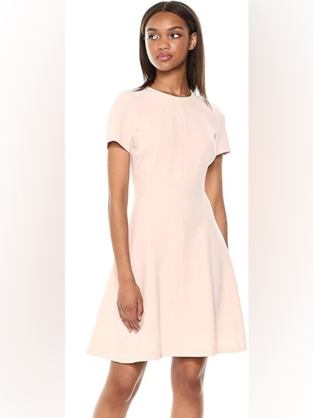 Theory Pale Blush Short-Sleeve A-Line Dress